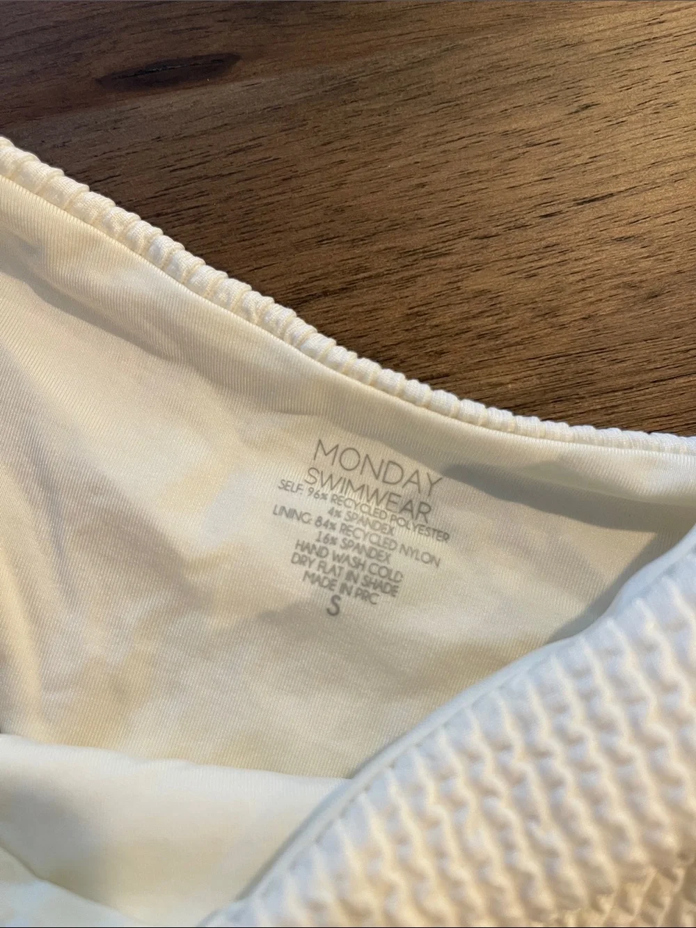 Monday Swimwear Byron Thong Bottoms in Ivory Crinkle